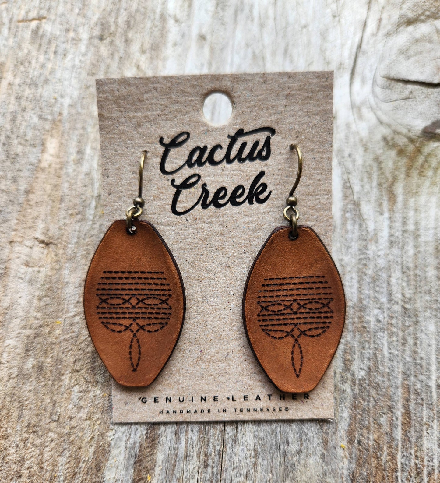 "Dallas" Handmade Tooled Leather Western Earrings