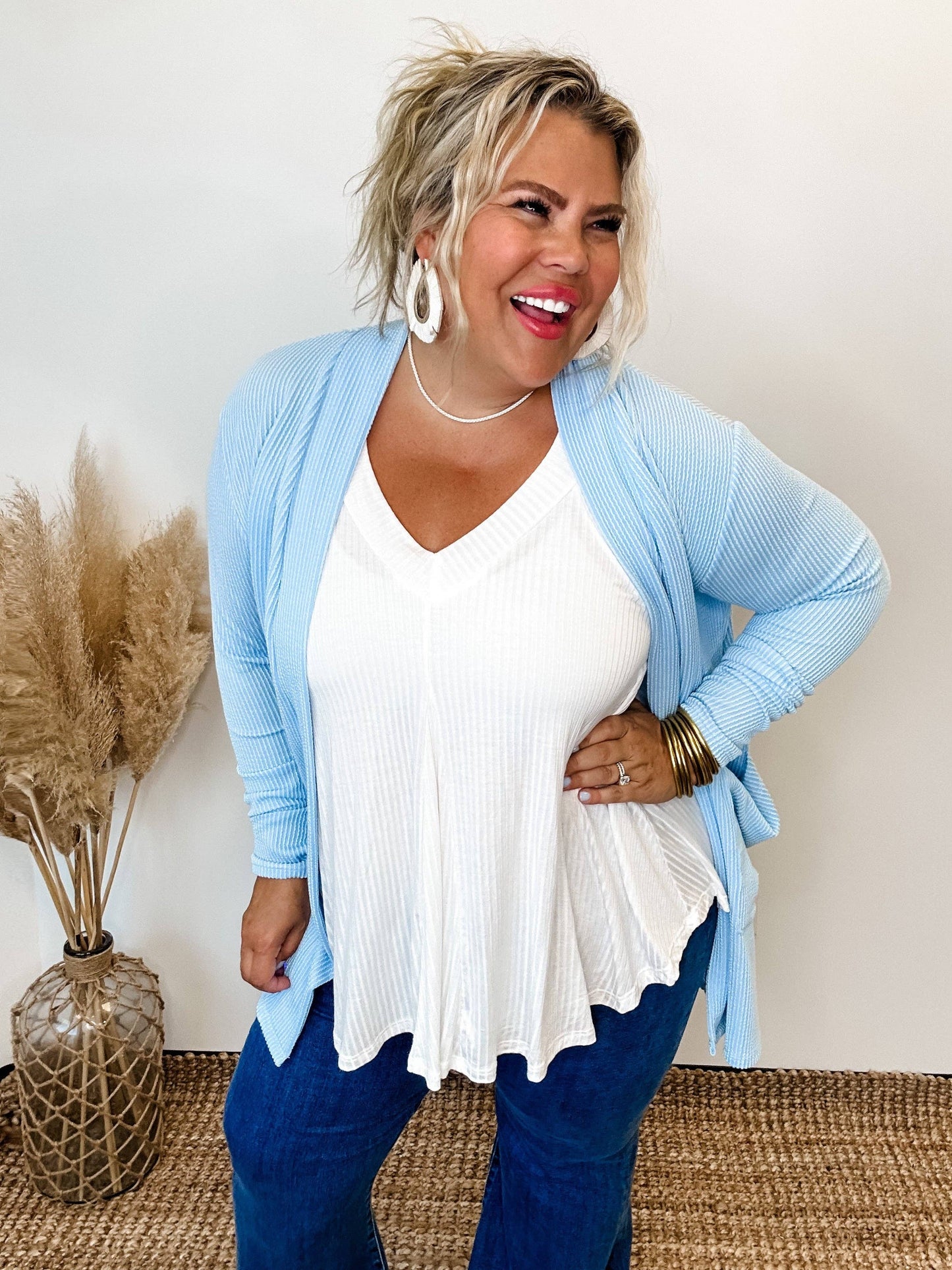REESE RIBBED CARDIGAN: VINTAGE BLACK / OS