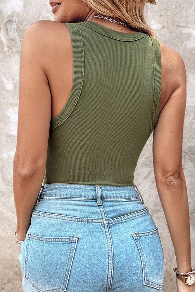 Built-In Bra Solid Color Sleeveless Tank Top ZK1998: White / XL