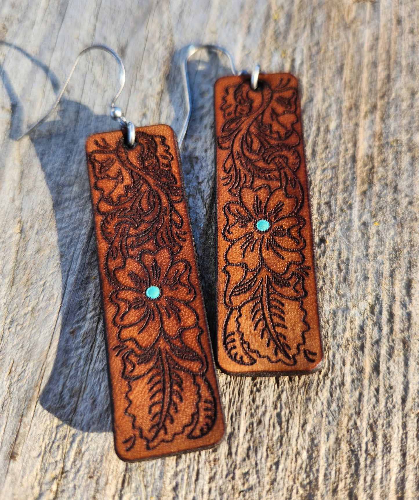 "Annie" Tooled Leather Western Earrings