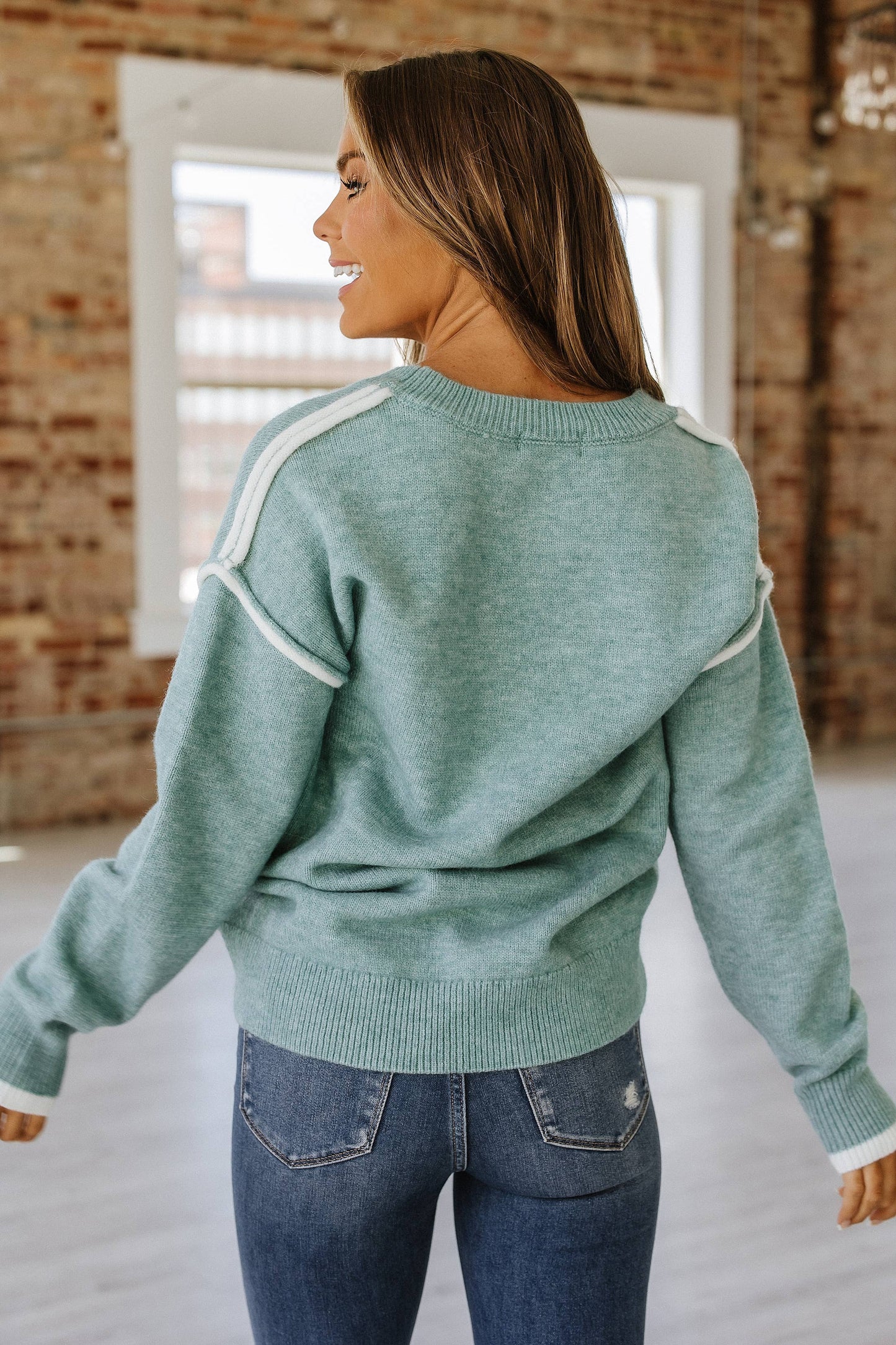 Shanda Crewneck Knit Sweater : Moonlight Jade