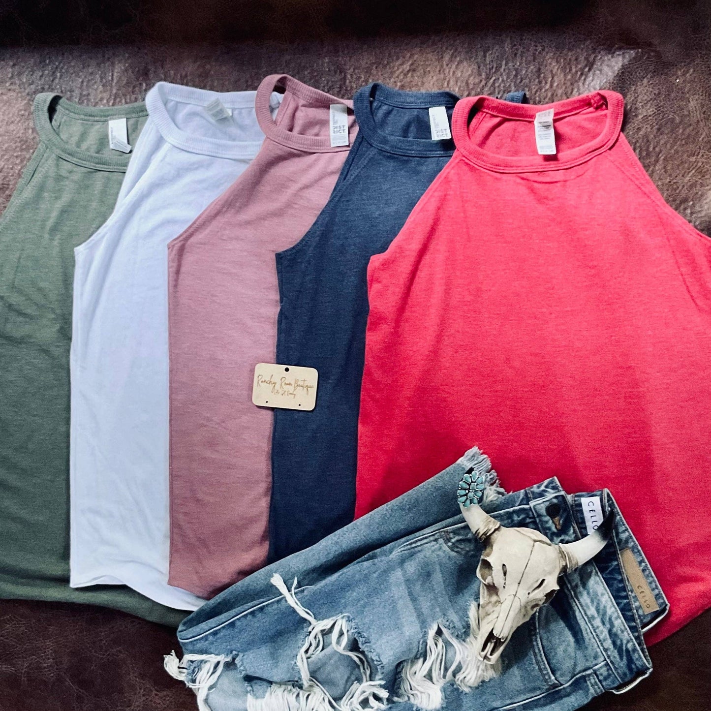 Women’s Perfect Tri Rocker Tank-Red
