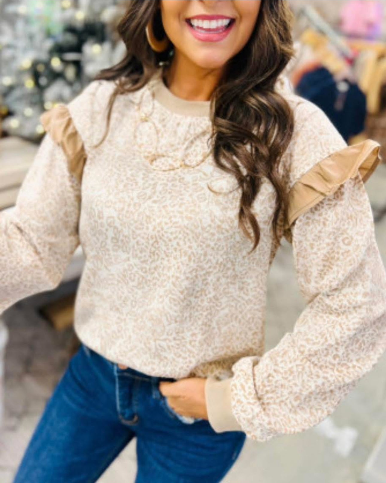 Khaki Leopard Ruffle
