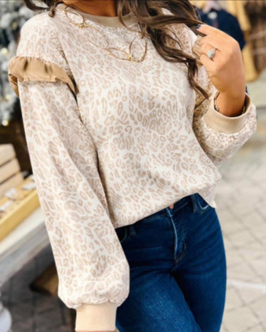 Khaki Leopard Ruffle