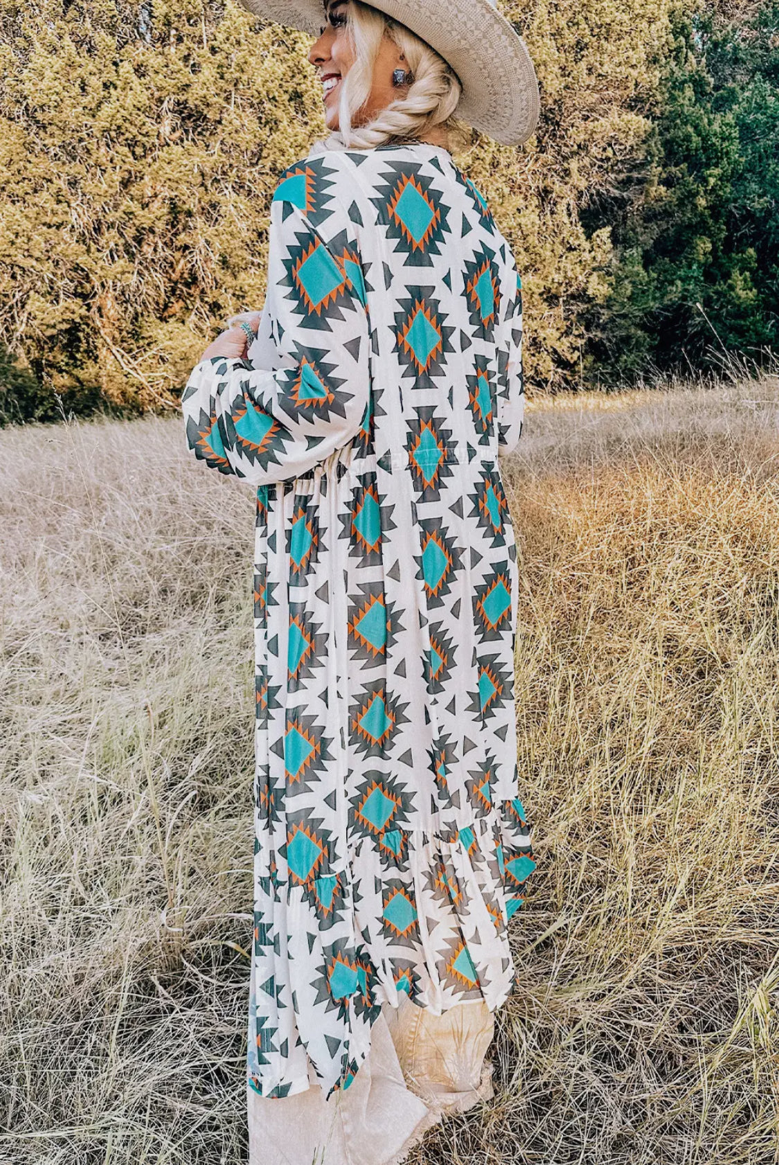 Western Aztec Print Duster