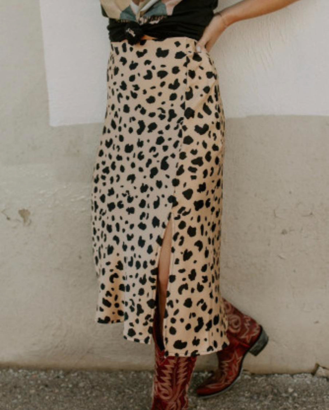 Kahki leopard skirt