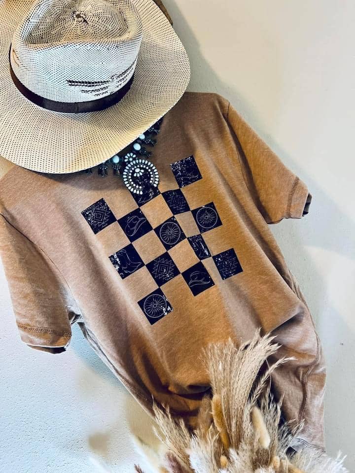 Western Checkerboard Tee: L