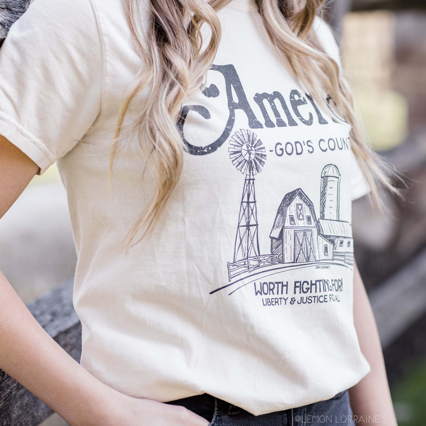 AMERICA GOD'S COUNTRY Graphic Tee on Comfort Colors: Ivory / S
