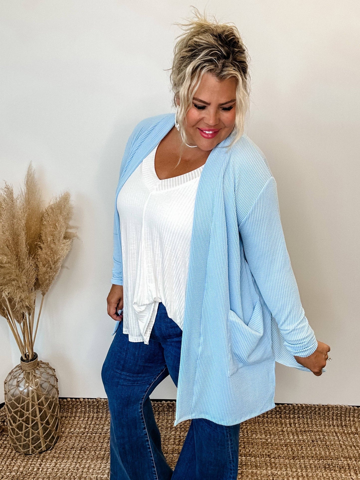 REESE RIBBED CARDIGAN: VINTAGE BLACK / OS