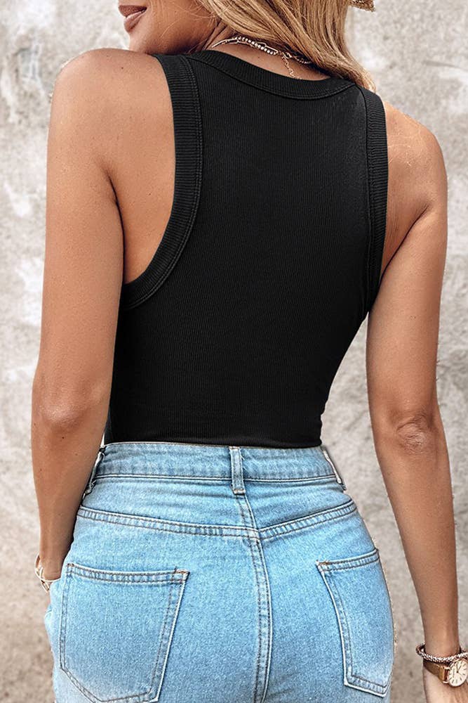 Built-In Bra Solid Color Sleeveless Tank Top ZK1998: White / XL