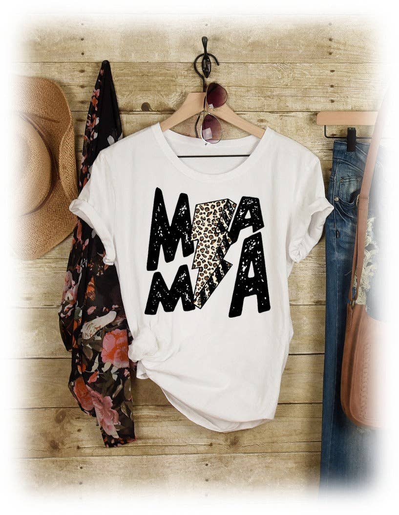 Cheetah Lightning Mama: No / White T-Shirt