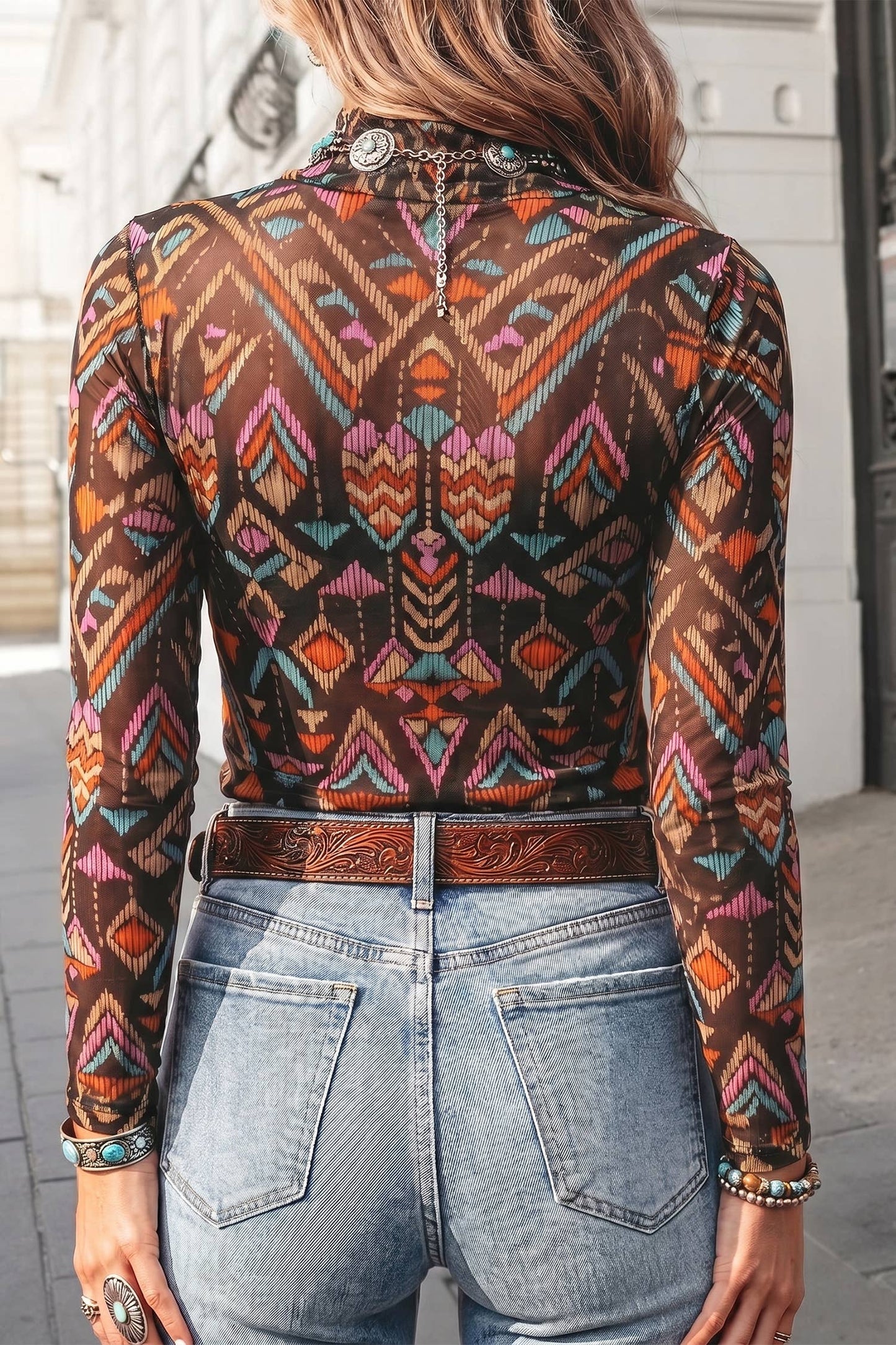 Western Long Sleeve Slim Fit Top | S-XL: Color black / XL