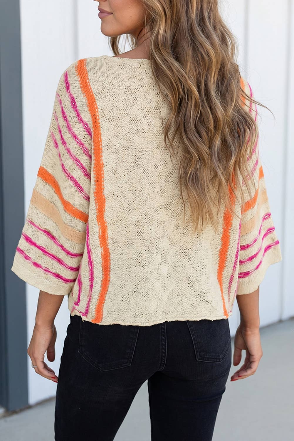 LAS Striped Lightweight Knitted Sweater (S-XL): Rose / Missy / XL