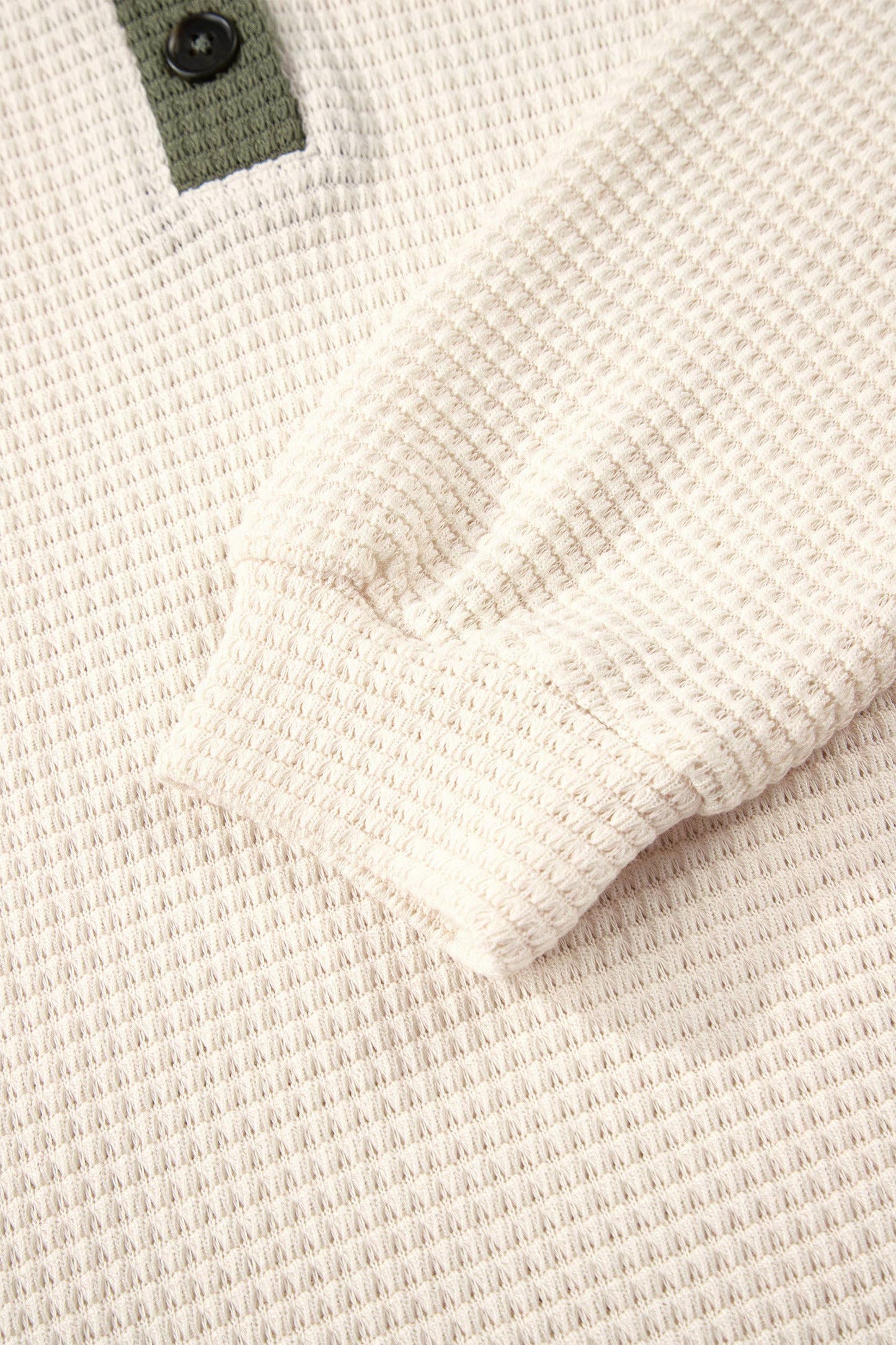 Waffle Contrast Hooded Pullover Top