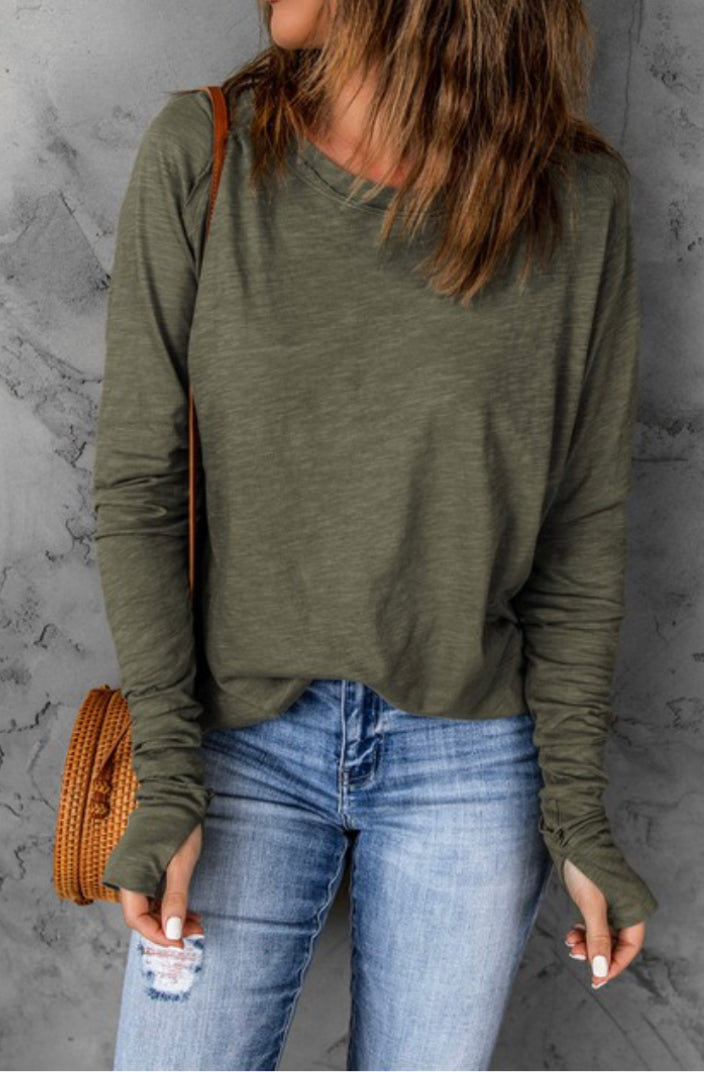 Solid crew neck long sleeve