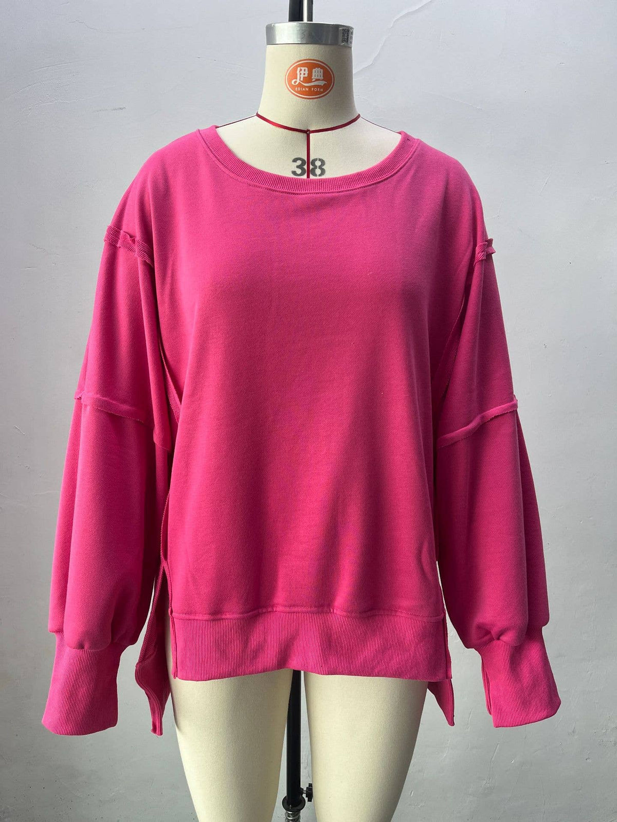 Solid-color round-neck casual loose sweatshirt: GREY / (XL) 1
