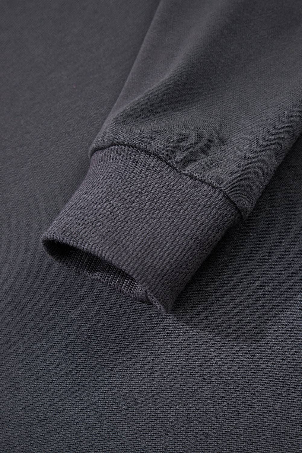 Dark Grey Varsity Striped Detail Drop Shoulder Oversized Sweatshirt: Dark Grey / 65%Polyester+35%Cotton / L