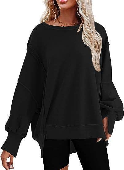 Solid-color round-neck casual loose sweatshirt: GREY / (XL) 1