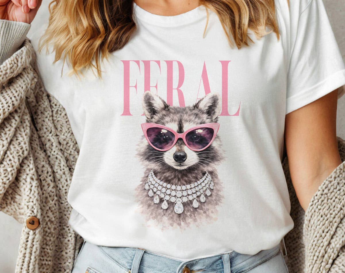 Feral Vogue Raccoon - Trending Meme Summer T-Shirt: White / XL