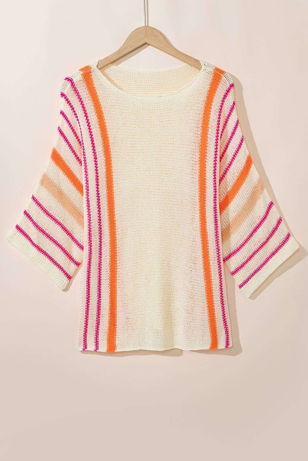 LAS Striped Lightweight Knitted Sweater (S-XL): Rose / Missy / M