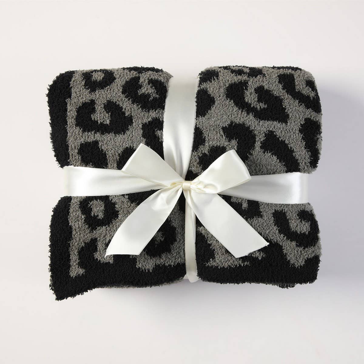 KNITTED LEOPARD PRINT LIGHTWEIGHT SOFA BLANKET_CWMM0213: White / (130cmX150cm) 1