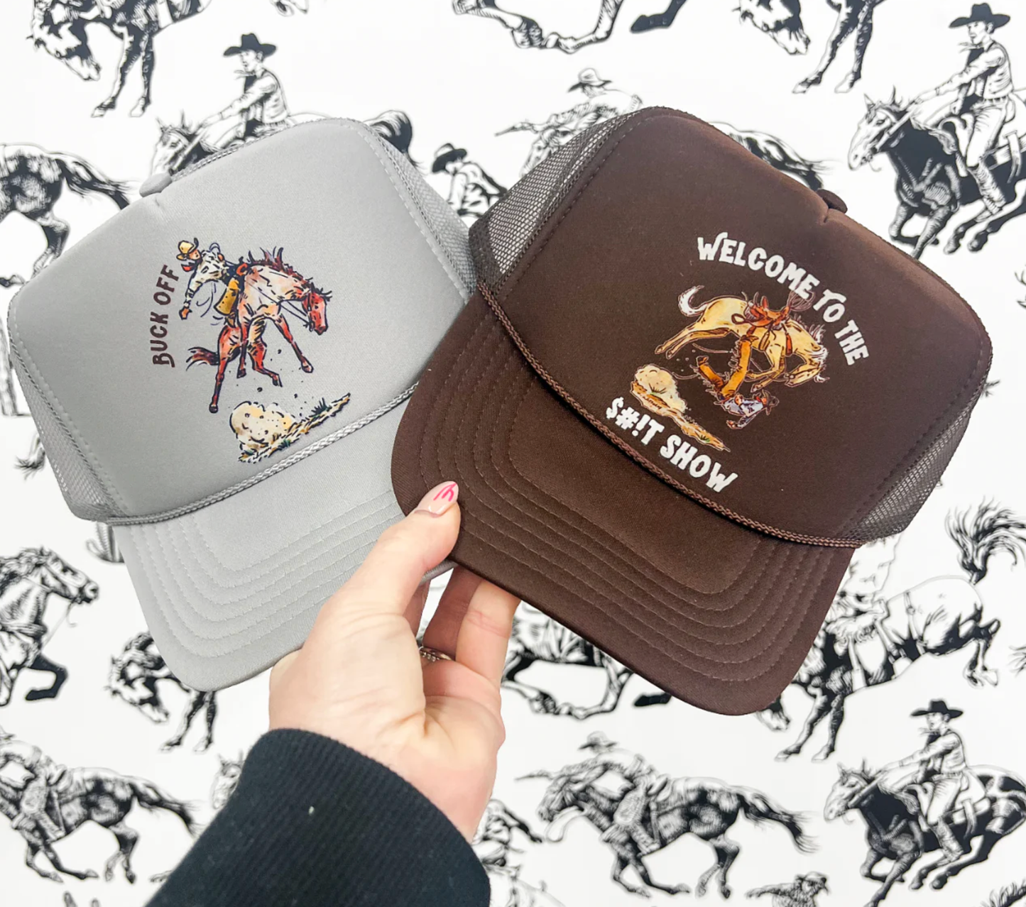 Rank Western Trucker Hats: Gray Buck Off