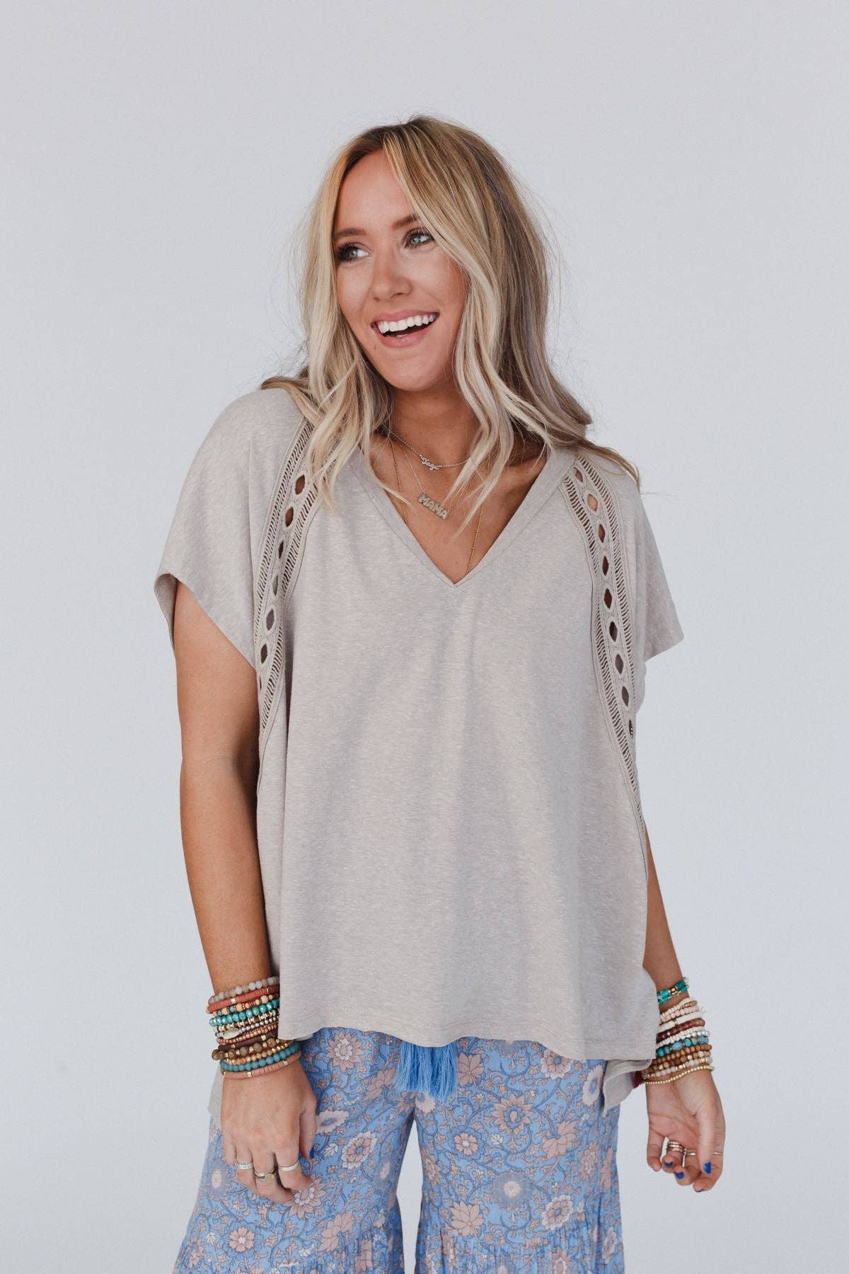 Camden Lace V Neck Top - Came