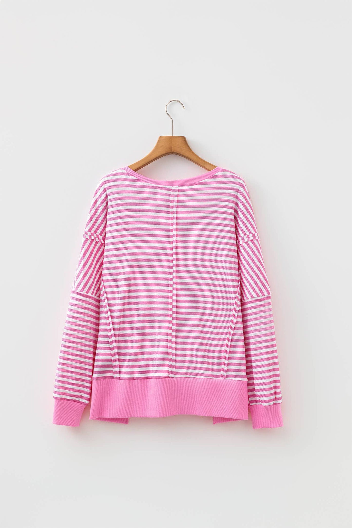 LAS Striped Side Split Casual Pullover (S-XL): Khaki Stripe / M