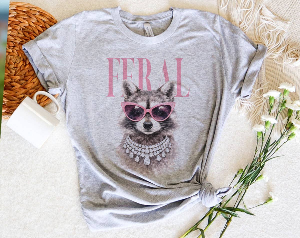 Feral Vogue Raccoon - Trending Meme Summer T-Shirt: White / XL