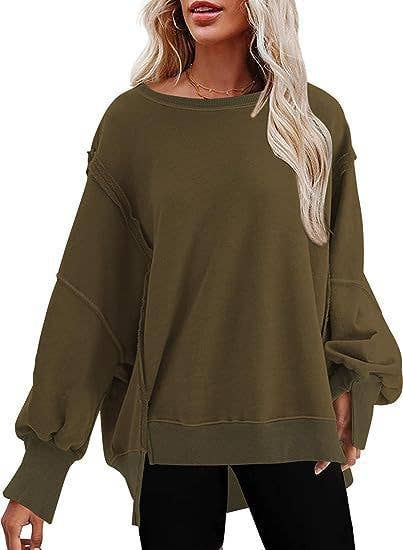 Solid-color round-neck casual loose sweatshirt: GREY / (M) 1