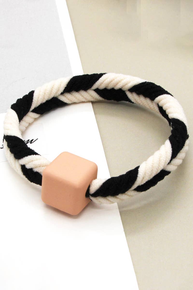 5PCS WOMEN TWO TONE BRAIDED CASUAL HAIR TIE_CWAHA0171: MULTICOLOR / (OS) 1