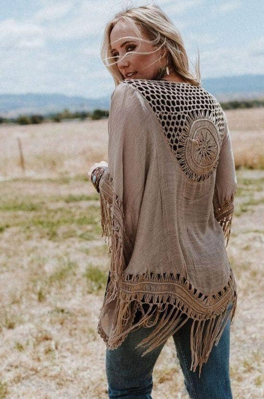 Dreamy Macramé Kimono - Mocha: Mocha
