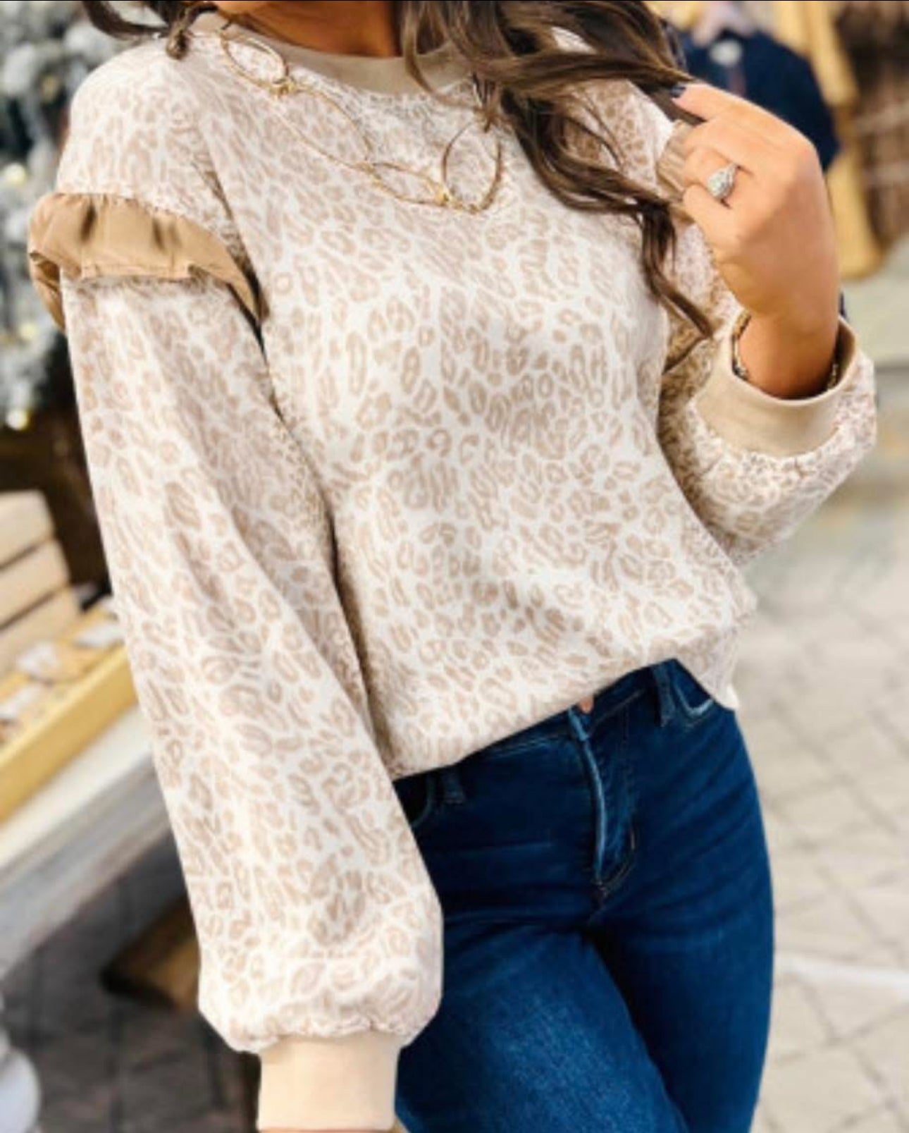 Khaki Leopard Ruffle