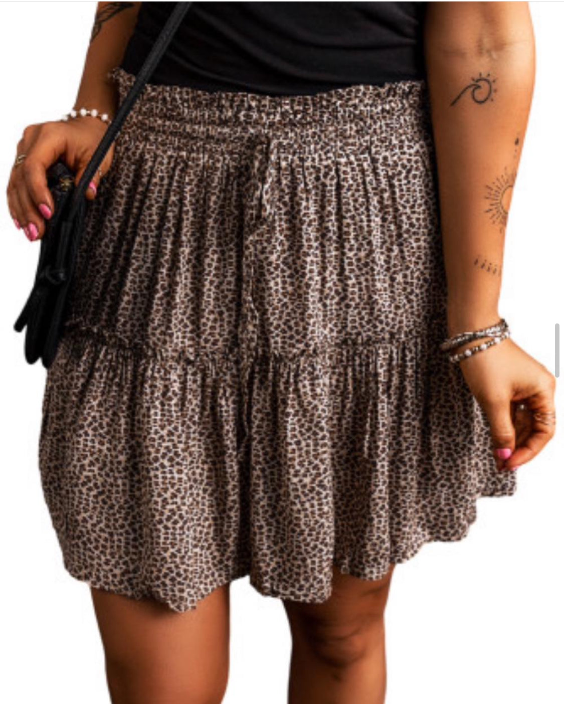 Leopard drawstring skirt