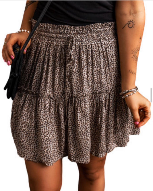 Leopard drawstring skirt