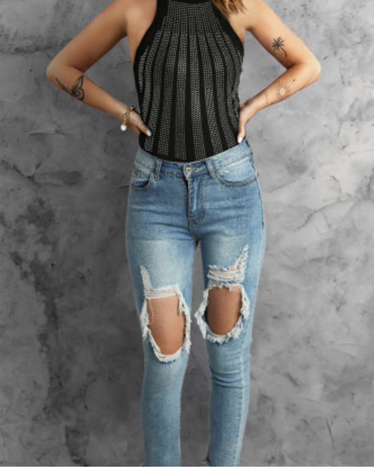 Black High Neck Bodysuit