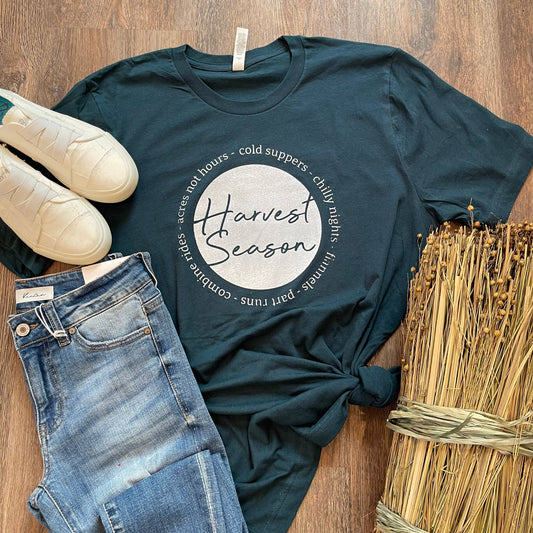 Harvest Season Tee: Heather Teal / X-Large