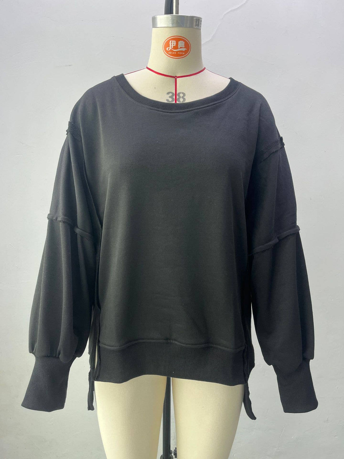 Solid-color round-neck casual loose sweatshirt: GREY / (M) 1