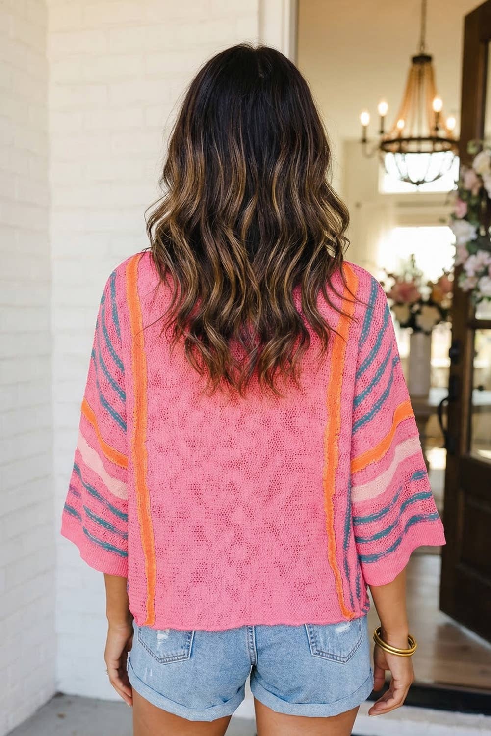LAS Striped Lightweight Knitted Sweater (S-XL): Rose / Missy / XL