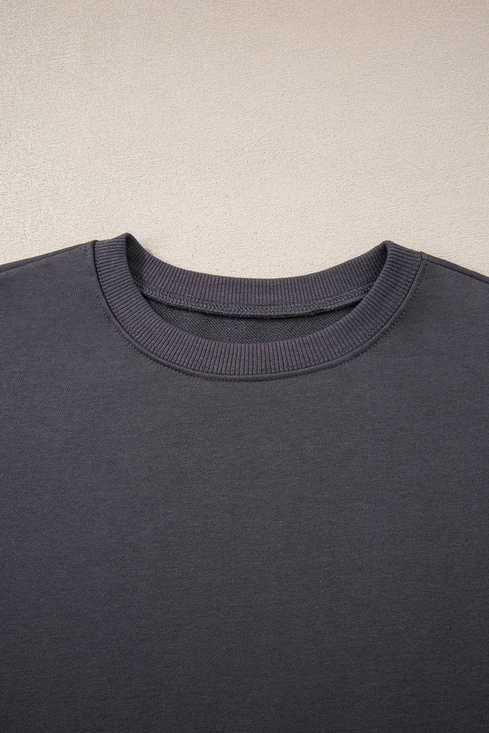 Dark Grey Varsity Striped Detail Drop Shoulder Oversized Sweatshirt: Dark Grey / 65%Polyester+35%Cotton / L