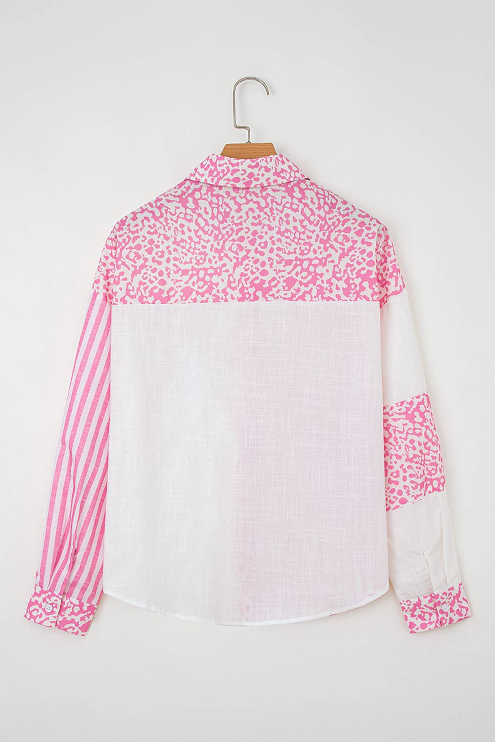 Leopard Striped Western Patchwork Button-up Shirt