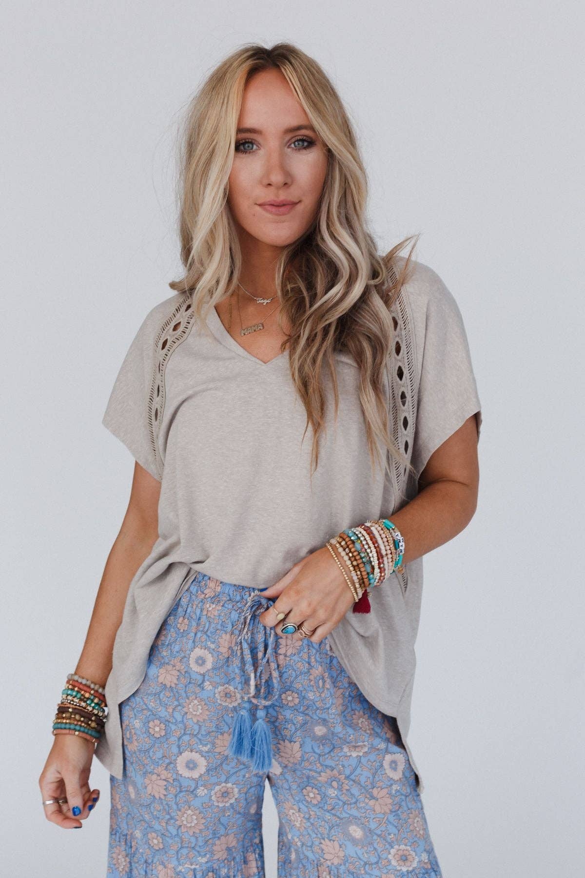 Camden Lace V Neck Top - Came