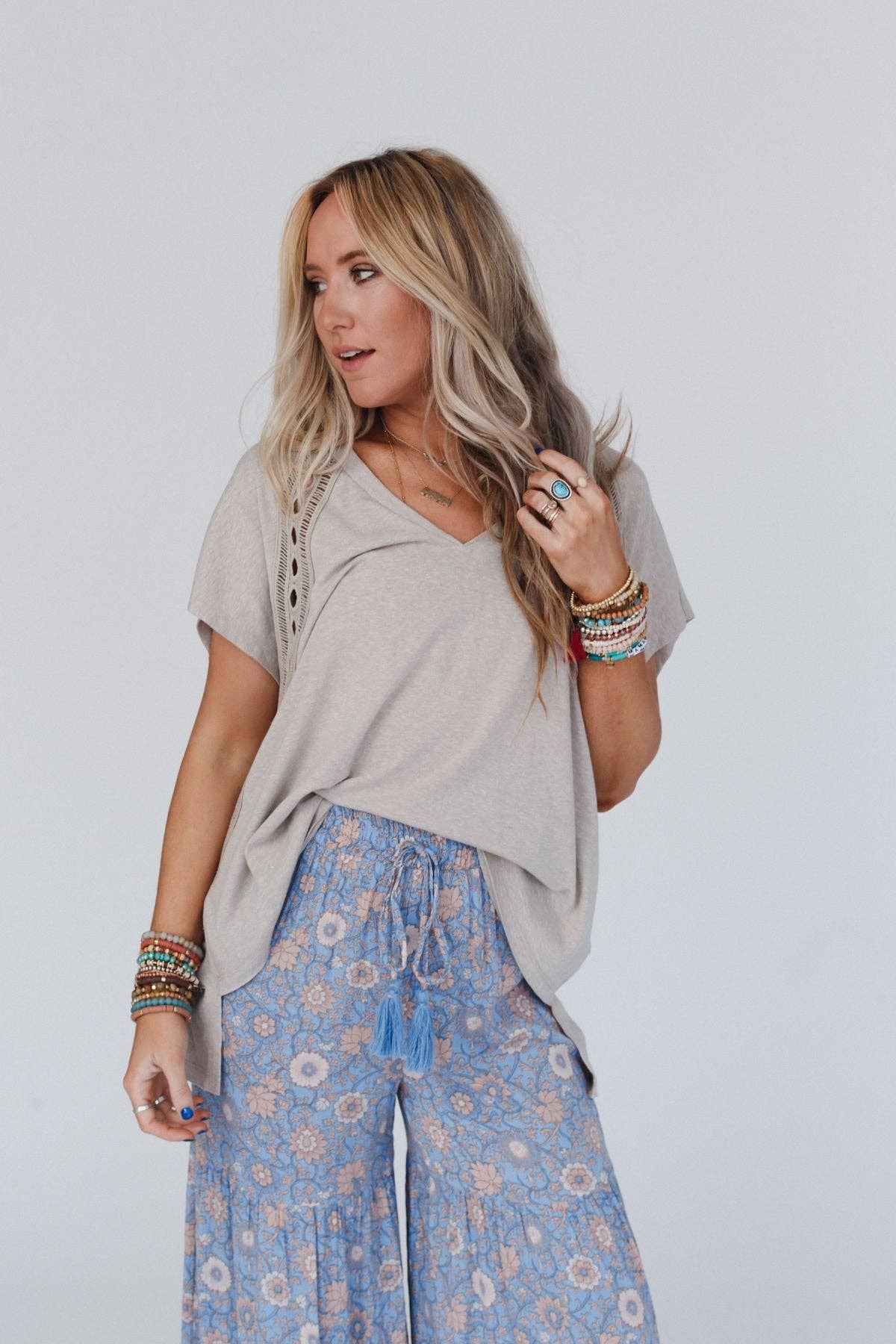 Camden Lace V Neck Top - Came