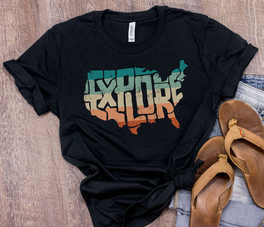 Explore US Map Travel Shirt, Traveling Road Trips Vacation