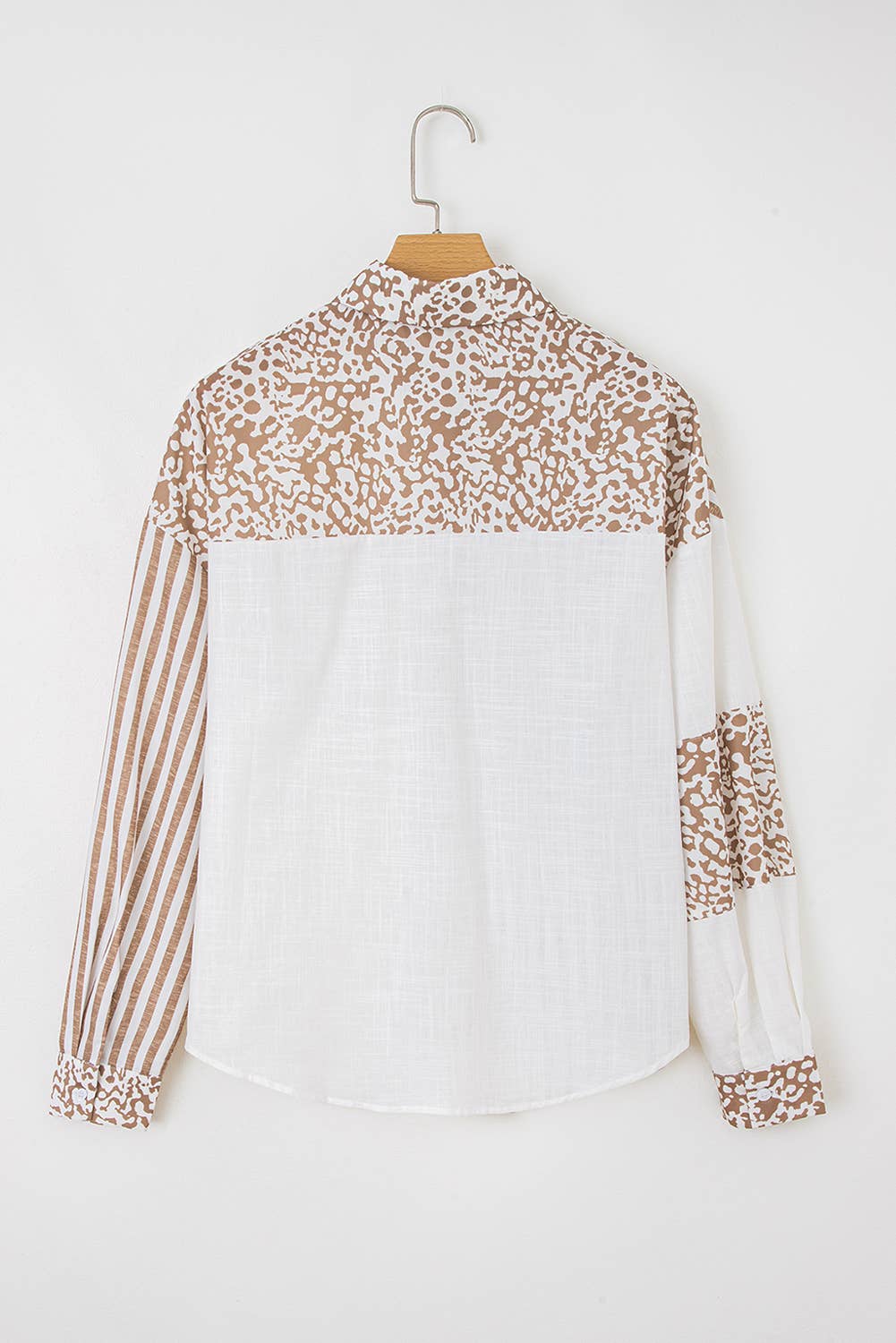 Leopard Striped Western Patchwork Button-up Shirt