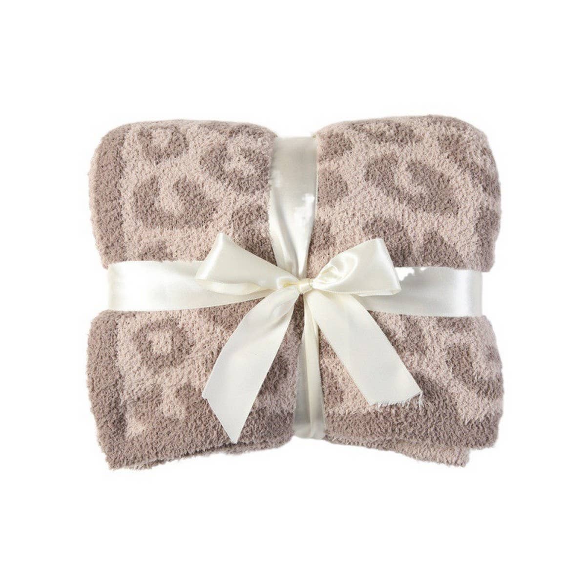 KNITTED LEOPARD PRINT LIGHTWEIGHT SOFA BLANKET_CWMM0213: CAMEL / (130cmX150cm) 1
