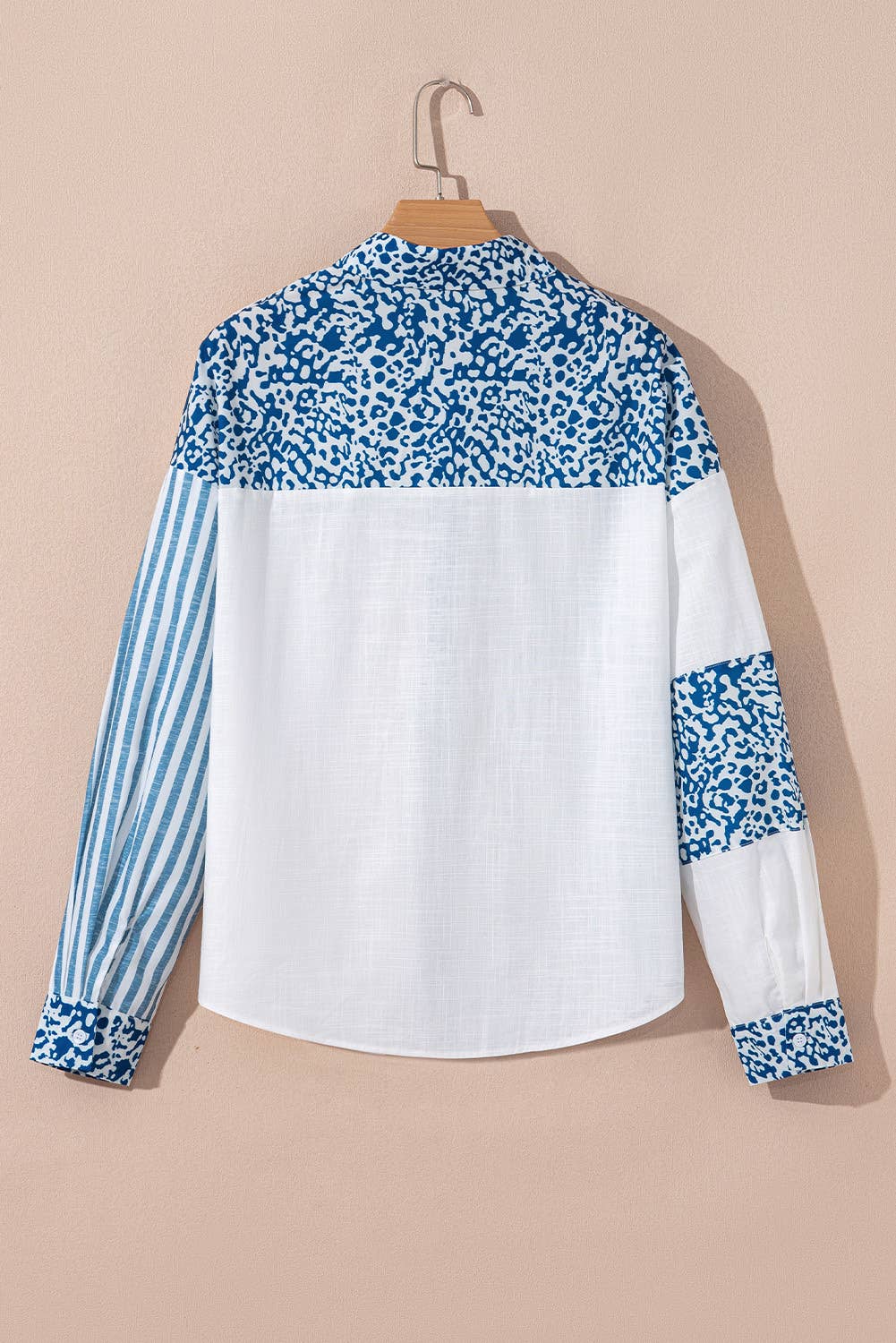 Leopard Striped Western Patchwork Button-up Shirt