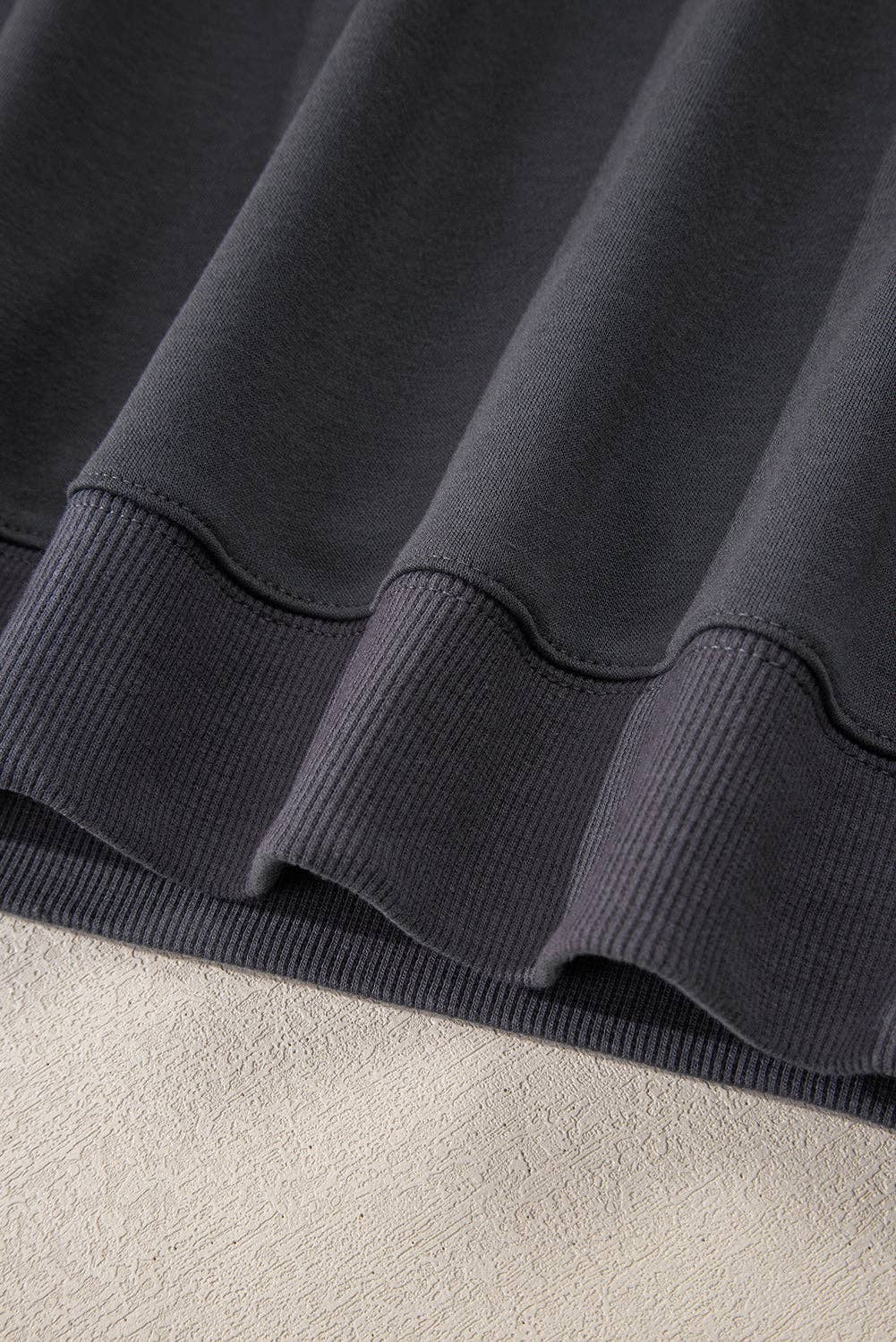 Dark Grey Varsity Striped Detail Drop Shoulder Oversized Sweatshirt: Dark Grey / 65%Polyester+35%Cotton / L