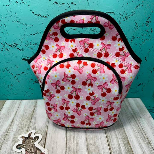 Neoprene Lunch Bags-Trendy: CHERRY BOWS
