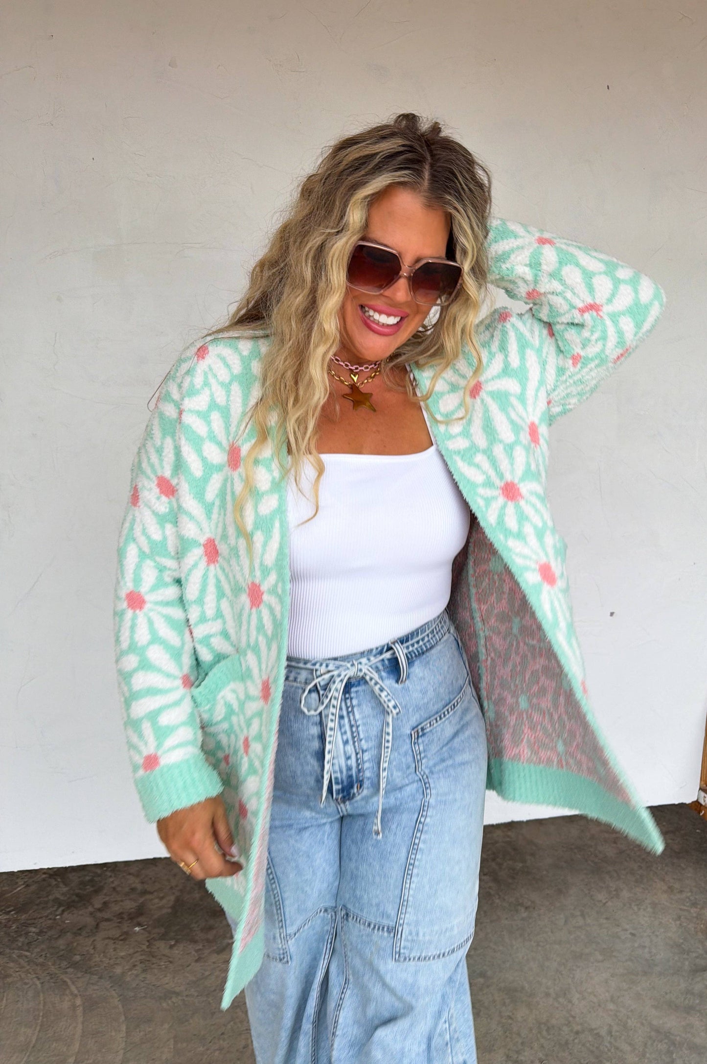 SPRING CLOUD CARDIGAN: ONE SIZE / BLUE BOWS